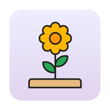 Basit düz çiçek vektör simgesi. dizayn