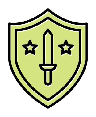 Kılıç vektör ağ simgesine sahip Askeri Kalkan, vektör illüstrasyonu 