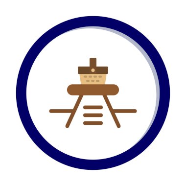 Piknik ikonunda yiyecek içeren sepetin vektör illüstrasyonu 