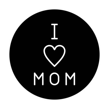 Annemi seviyorum. Düz ikon, vektör çizimi. 