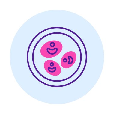 Bakteri petri kabı ve bakteri vektör simgesi 