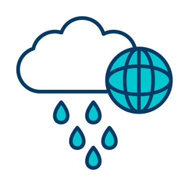 Dünya yağmurlu bir gün. Web simgesi basit tasarım