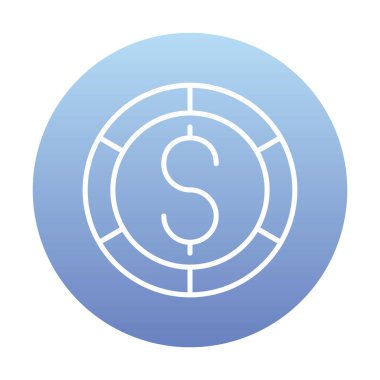 Dolar madeni para simgesi, vektör çizimi 