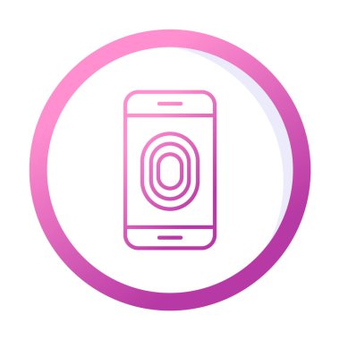 Kilitlenmemiş Parmak izi vektör simgesi olan telefon modern basit illüstrasyon