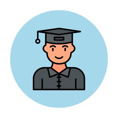 Mezuniyet başlığı simgesi vektör illüstrasyonu öğrencisi