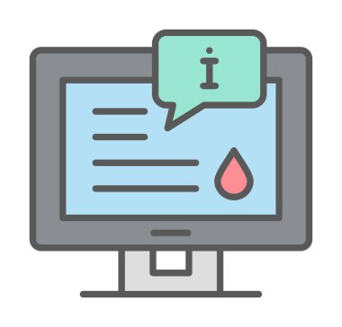 Bilgi vektörü illüstrasyonlu bilgisayar ekranı, simge ögesi biçimi