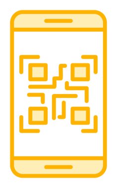 Akıllı Telefon Ekran Web simgesi Qr Kodu, vektör illüstrasyonu 