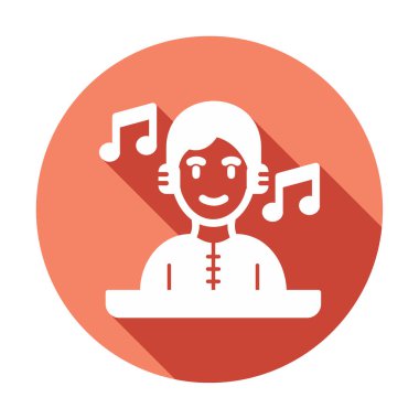 DJ avatar web simgesi, vektör illüstrasyonu 