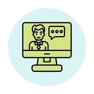 Basit Çevrimiçi Sınıf simgesi, vektör illüstrasyonu