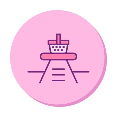 Piknik ikonunda yiyecek içeren sepetin vektör illüstrasyonu 