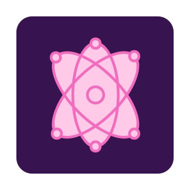 Moda düz biçimli atom simgesi, bilim simgesi vektör illüstrasyonu                     