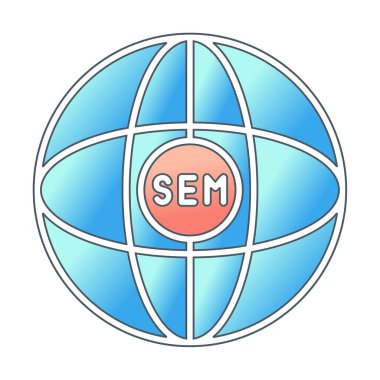 Basit düz küre ve Sem simgesi illüstrasyonu