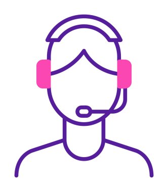 Basit Müşteri Hizmeti Temsilcisi simgesi, vektör illüstrasyonu