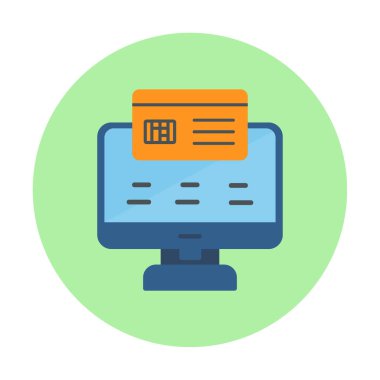 Basit Çevrimiçi Ödeme simgesi, vektör illüstrasyonu