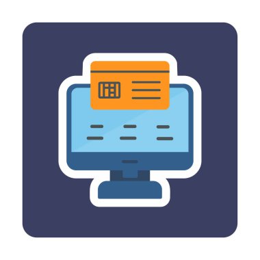 Basit Çevrimiçi Ödeme simgesi, vektör illüstrasyonu