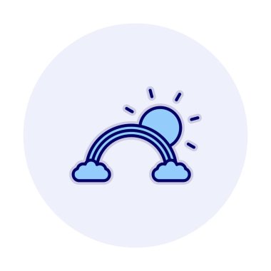 Bulutlu gökkuşağı ve güneş vektörü çizimi