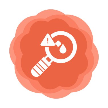 Büyüteç ve kan testi ikonu vektörü. Kan laboratuarı damlası