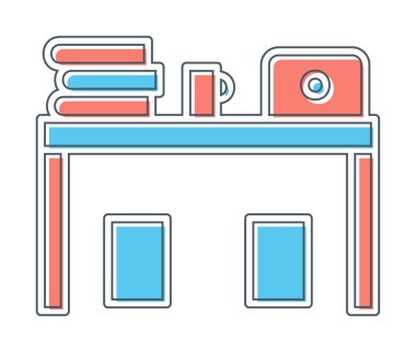 ofis masası simgesi, basit vektör illüstrasyonu