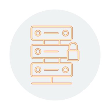 Sunucu vektör simgesini basit illüstrasyonla kilitle