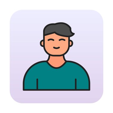 Saç stili vektör çizimi olan genç erkek avatar. 