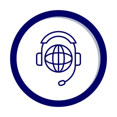 Kulaklık simgesinde Dünya küresi, vektör illüstrasyonu 