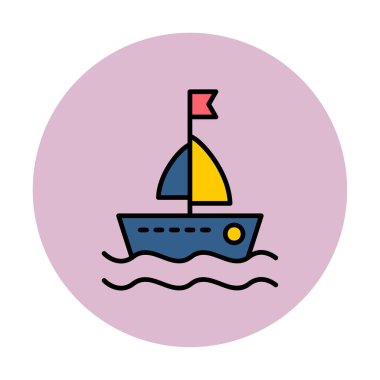 Basit bir yelkenli ikonu izole edildi. vektör illüstrasyonu