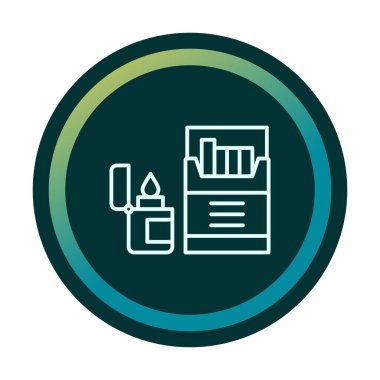 Sigara ve daha hafif ikonlu tütün sembolü, vektör illüstrasyonu 