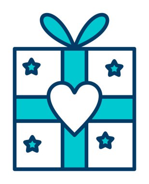 Kalp ikonu vektör illüstrasyon tasarımlı hediye kutusu