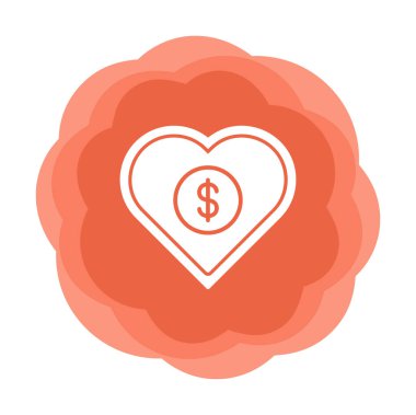 Dolar kalbi favori simgesi, vektör illüstrasyonu 