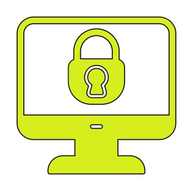 Basit Bilgisayar monitörü Ekran simgesi, vektör illüstrasyonunu kilitle