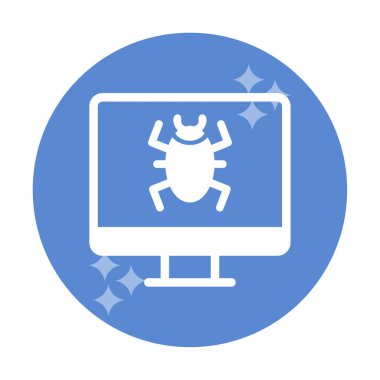 Basit Bilgisayar Virüsü simgesi, vektör illüstrasyonu