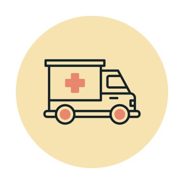 ambulans araba simgesi, renk vektörü çizimi