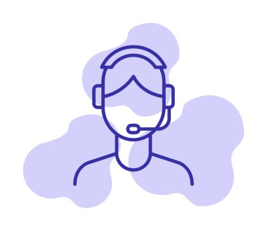 Basit Müşteri Hizmeti Temsilcisi simgesi, vektör illüstrasyonu