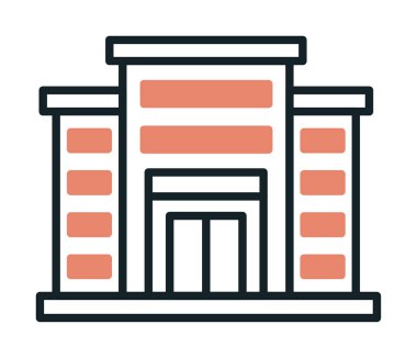 Alışveriş merkezi simgesi. Alışveriş merkezi oluşturma simgesi, vektör illüstrasyonu 