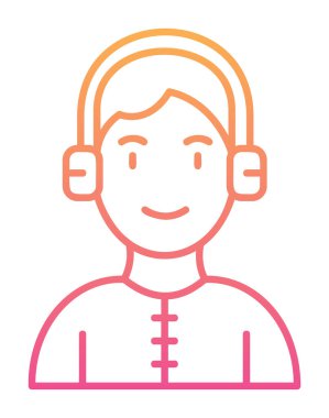 DJ avatar web simgesi, vektör illüstrasyonu 