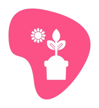 Güneş ve bitki saksı ikonunda. Vektör çizimi. Fotosentez sembolü 