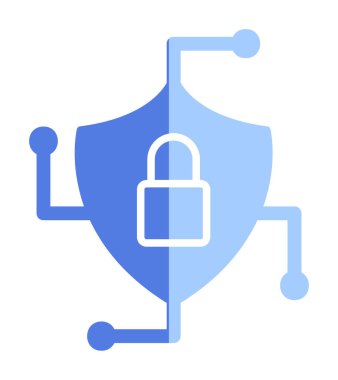 Asma kilit simgesi, vektör illüstrasyonlu güvenli kalkan