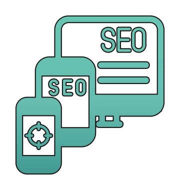 SEO optimizasyon simgeleri vektör illüstrasyonu