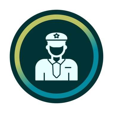 Üniformalı düz simgeli polis memurunun vektör çizimi