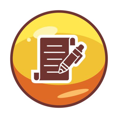 Kalem simgesi ve vektör illüstrasyonlu kağıt sayfası 