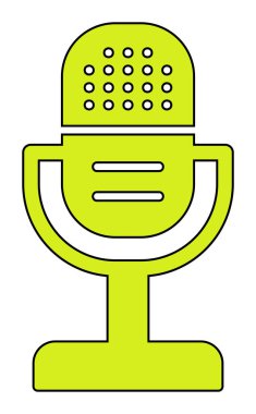 mikrofon yassı ikon. mikrofon logosu, vektör illüstrasyonu.