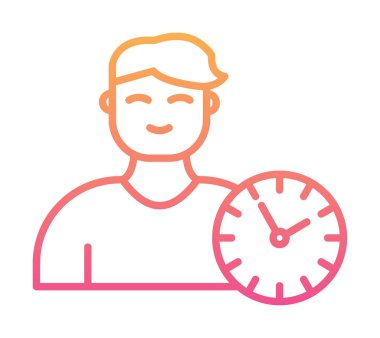 Saat simgesi olan kişi, vektör çizim tasarımı. Zaman Yönetimi                       