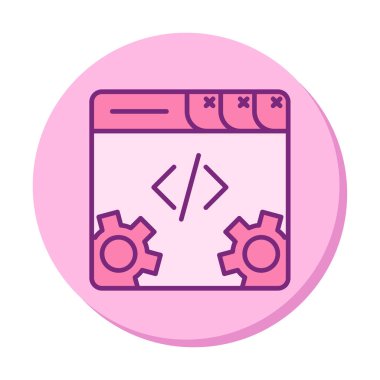 Basit programlama kodu optimizasyon simgesi, vektör illüstrasyonu