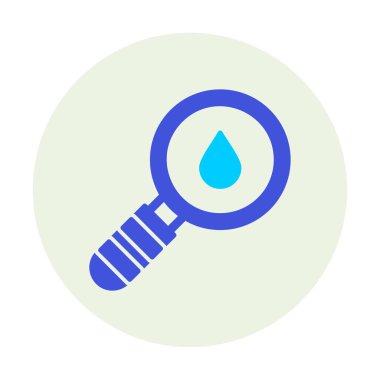 Loupe ikonu. Büyüteçteki su damlasının vektör çizimi