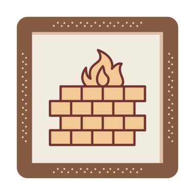 Şömine simgesinin vektör illüstrasyonu 