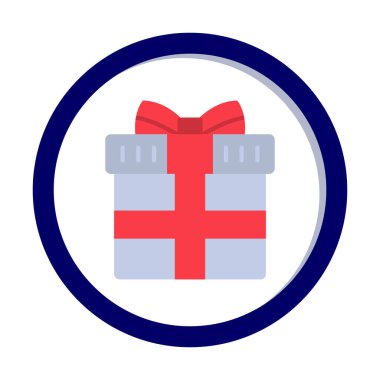 Hediye ikonlu kutu. Düz stil. Vektör çizimi. beyaz arkaplanda izole.