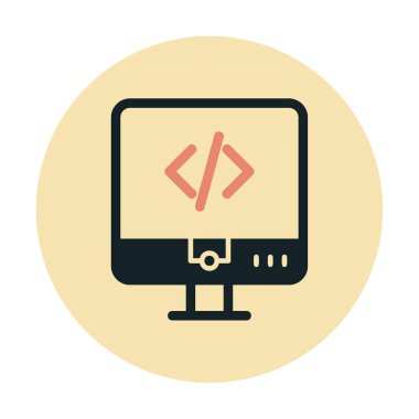 Kodlama. Web simgesi basit illüstrasyon                  