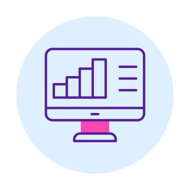 Basit Bilgisayar İzleme Veri Analizi simgesi, vektör illüstrasyonu