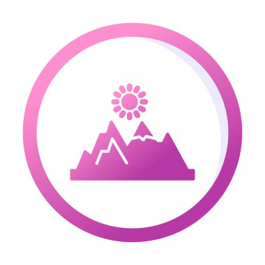 Dağların ve güneşin simgesi. vektör illüstrasyonu