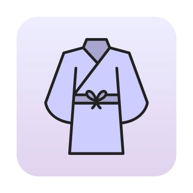 Yukata simgesi, doğrusal izole edilmiş illüstrasyon, ince çizgi vektörü, web tasarım işareti 